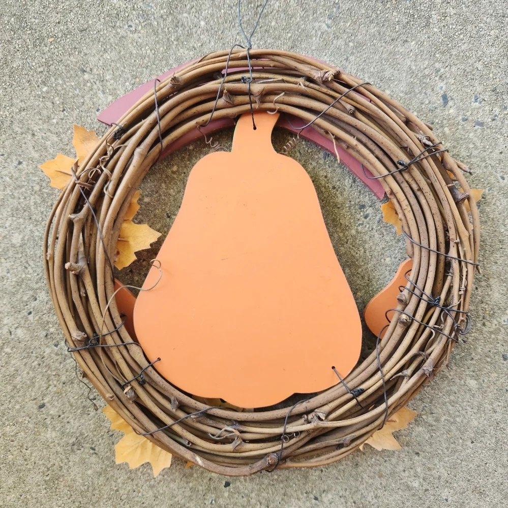 Harvest Pumpkin Wood Grapevine Fall Wreath